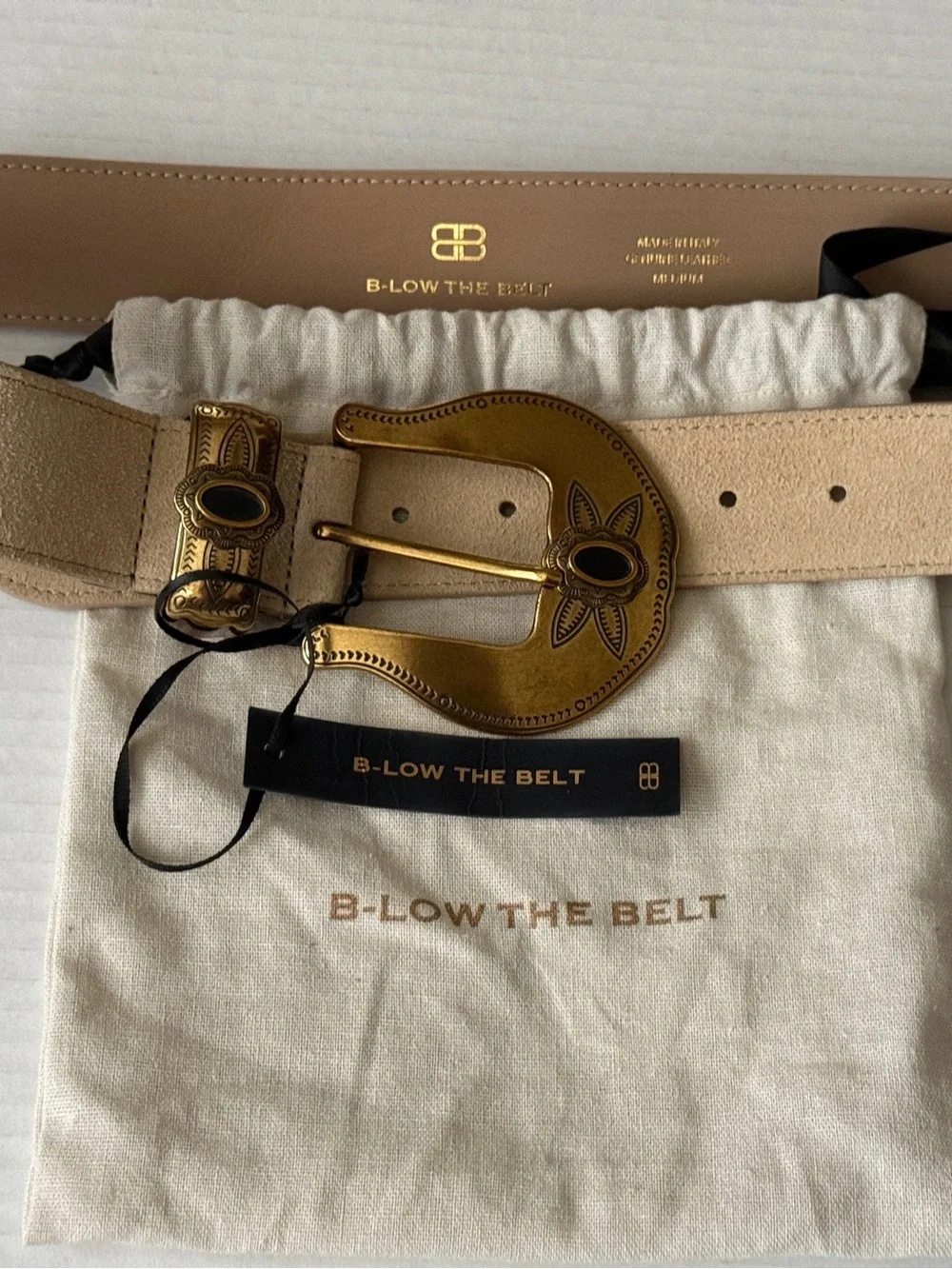 B-Low The Belt Tori Suede Western Style Cream Color Leather Belt Women's Size M